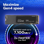 Crucial P310 1TB SSD, PCIe Gen4 NVMe M.2 2280, Up to 7,100MB/s - Image 2